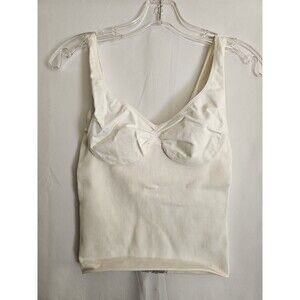 Sassybax white shapewear cami tank built in bra ribbed stretch Size large